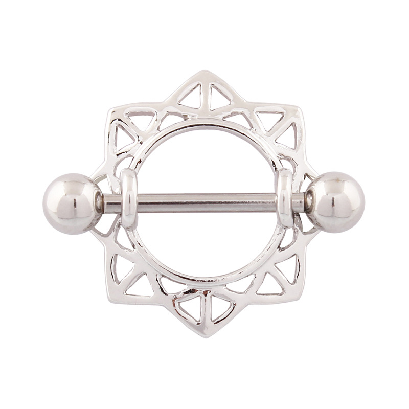 14G Gem Geometric Barbell Nipple Rings - image 1