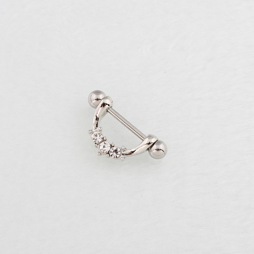 14G Crystal U-Bend Barbell Nipple Rings - image 3