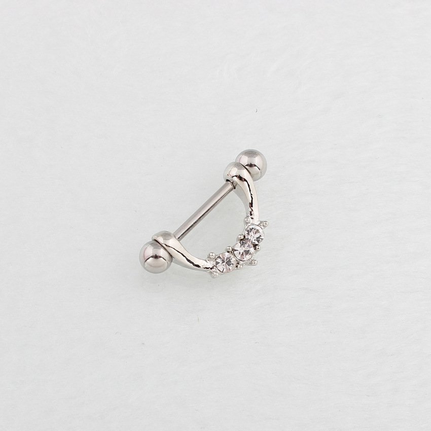 14G Crystal U-Bend Barbell Nipple Rings - image 2