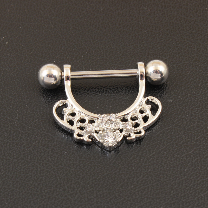 14G Steel Heart Barbell Nipple Rings - image 2
