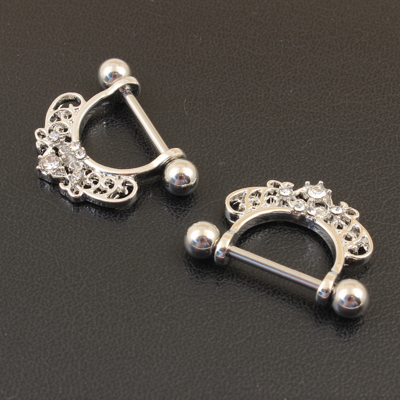 14G Steel Heart Barbell Nipple Rings - image 4