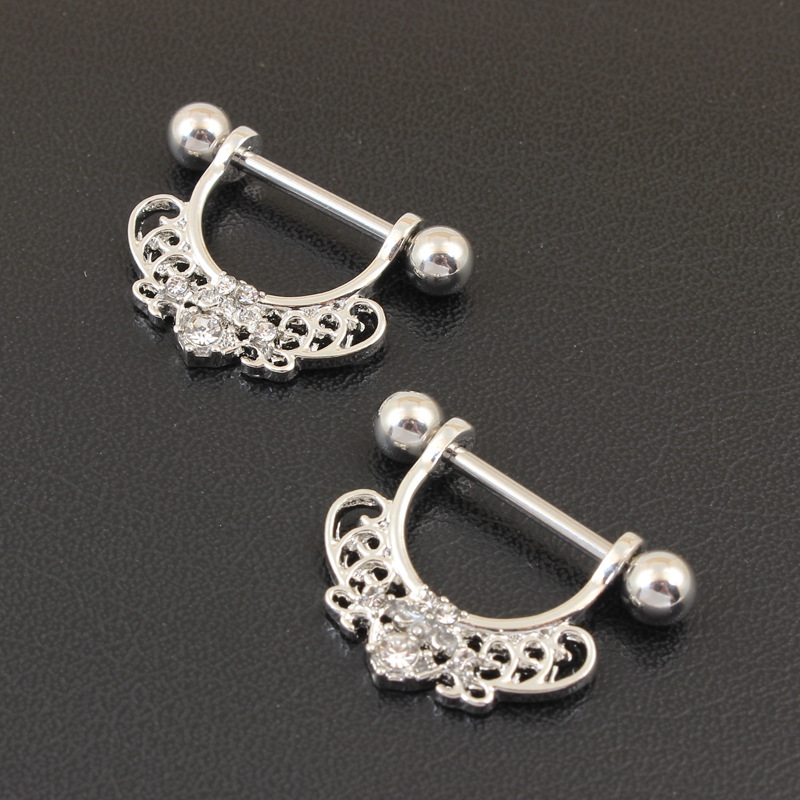 14G Steel Heart Barbell Nipple Rings - image 3