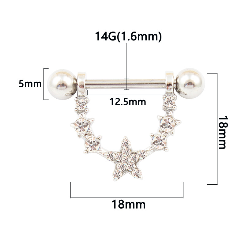 Gem Starburst Barbell Nipple Rings - image 2