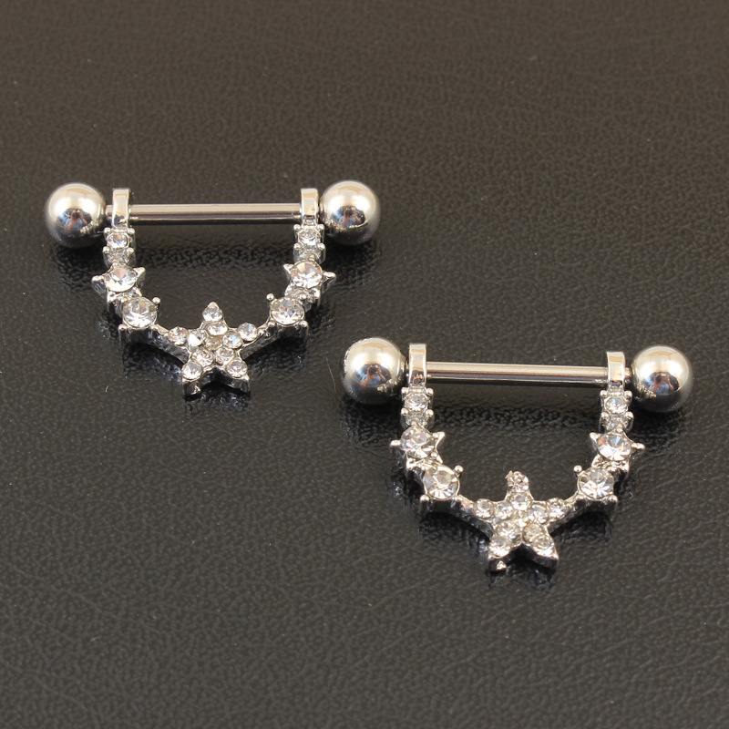 Gem Starburst Barbell Nipple Rings - image 2