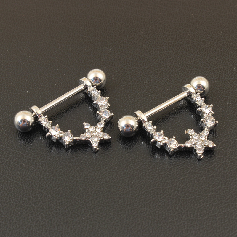 Gem Starburst Barbell Nipple Rings - image 4