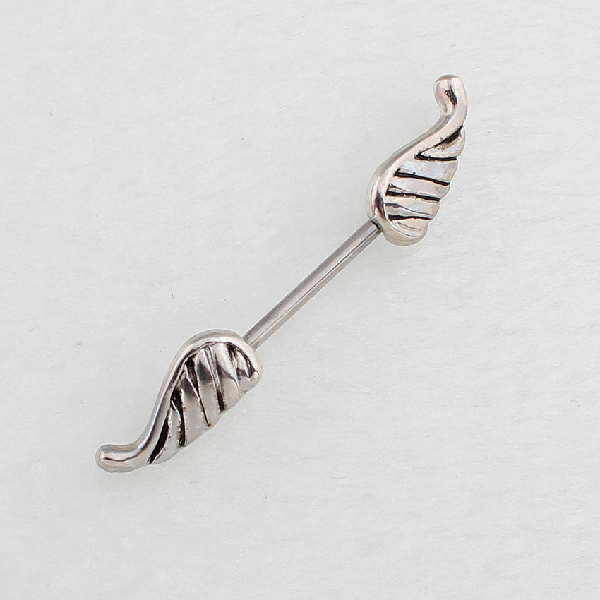 14G Angel Wing Barbell Nipple Rings - Silver - image 6
