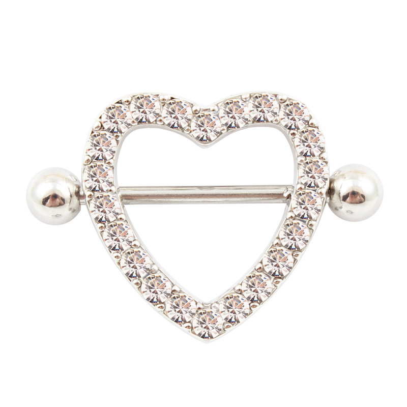 14G Rose Gold Gem Heart Barbell Nipple Rings - image 1
