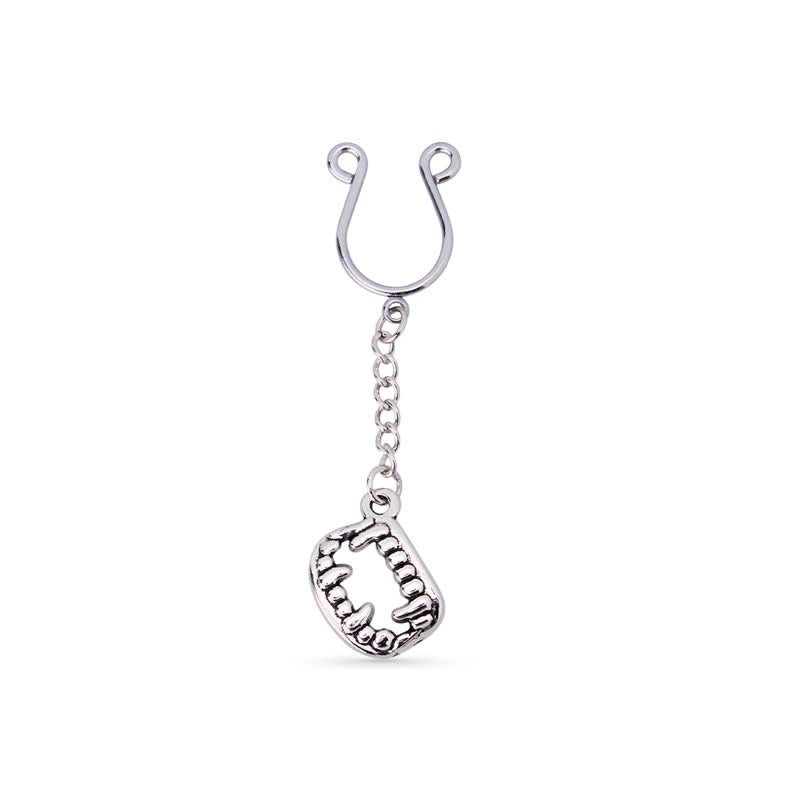 Vampire Fang Chain Clip-On Adjustable Non-Piercing Nipple Rings - image 1