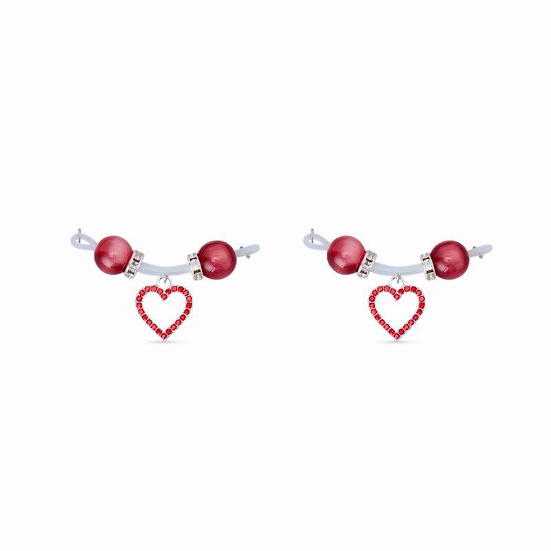 Rhinestone Heart-shaped Charm Adjustable Non-Piercing Nipple Rings - Red - 2 pack (one pair) - image 6