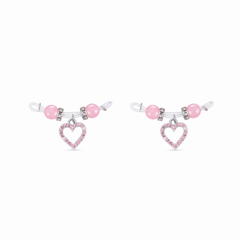 Rhinestone Heart-shaped Charm Adjustable Non-Piercing Nipple Rings - Pink - 2 pack (one pair) - image 5