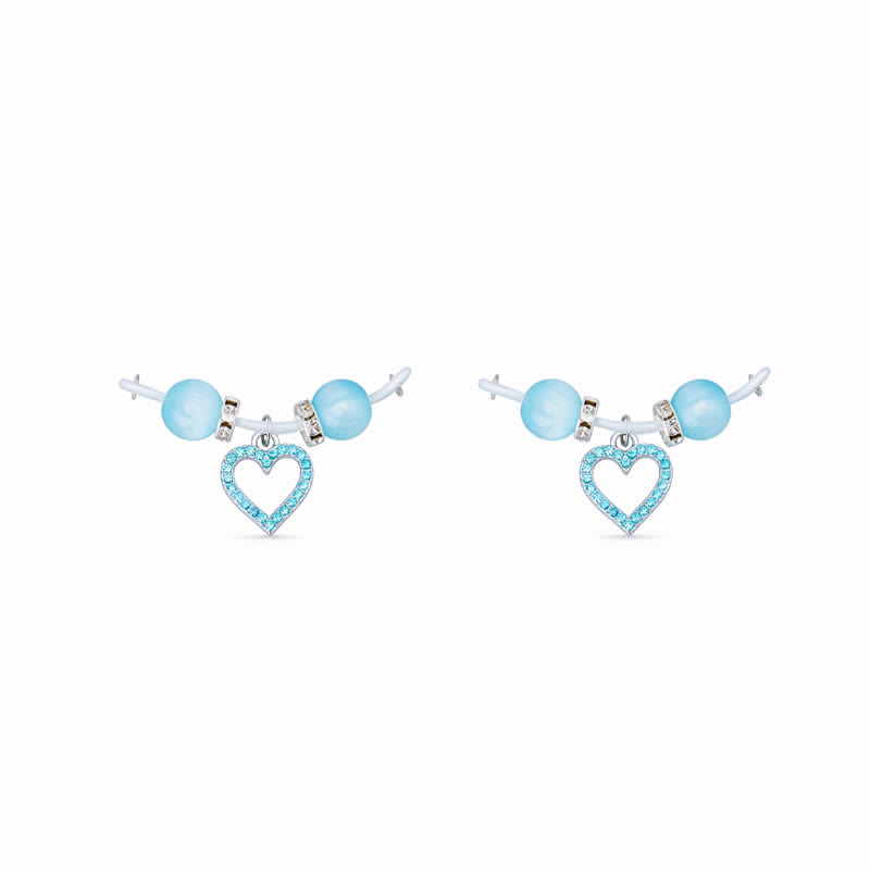 Rhinestone Heart-shaped Charm Adjustable Non-Piercing Nipple Rings - Blue - 2 pack (one pair) - image 3