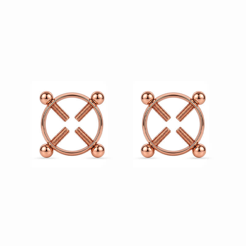 Rose Gold Round Adjustable Non-Piercing Nipple Rings - Rose Gold - 2 (a pair) - image 2
