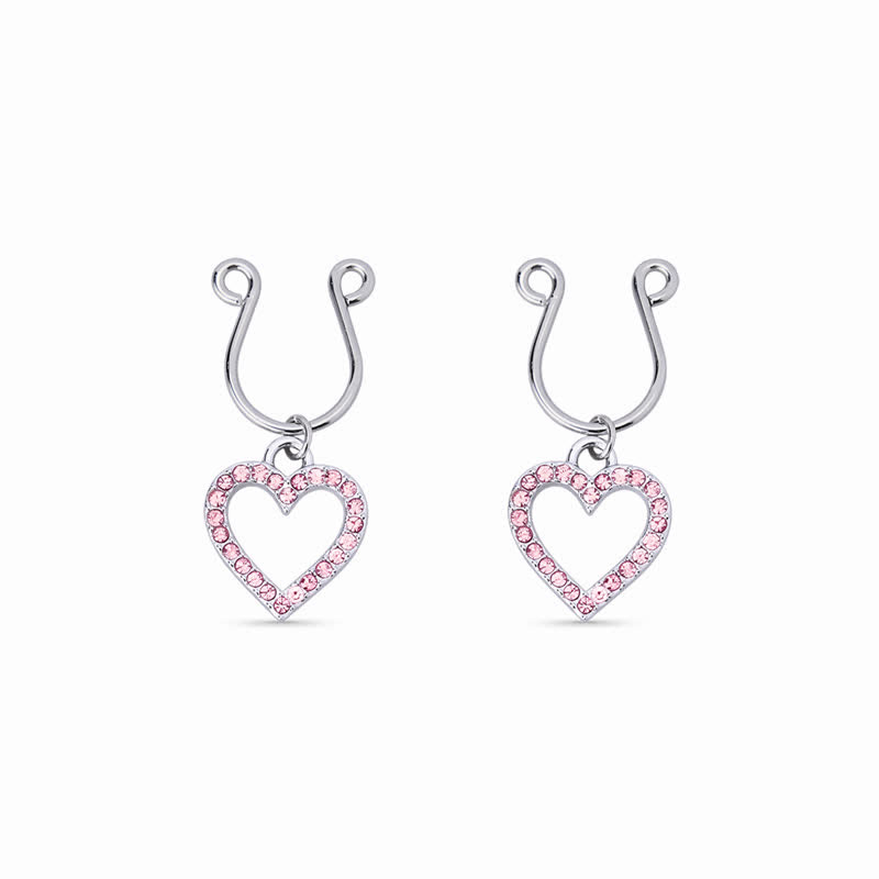 Pink Heart Diamond Adjustable Non-Piercing Nipple Rings - Pink - 2 pack (one pair) - image 2