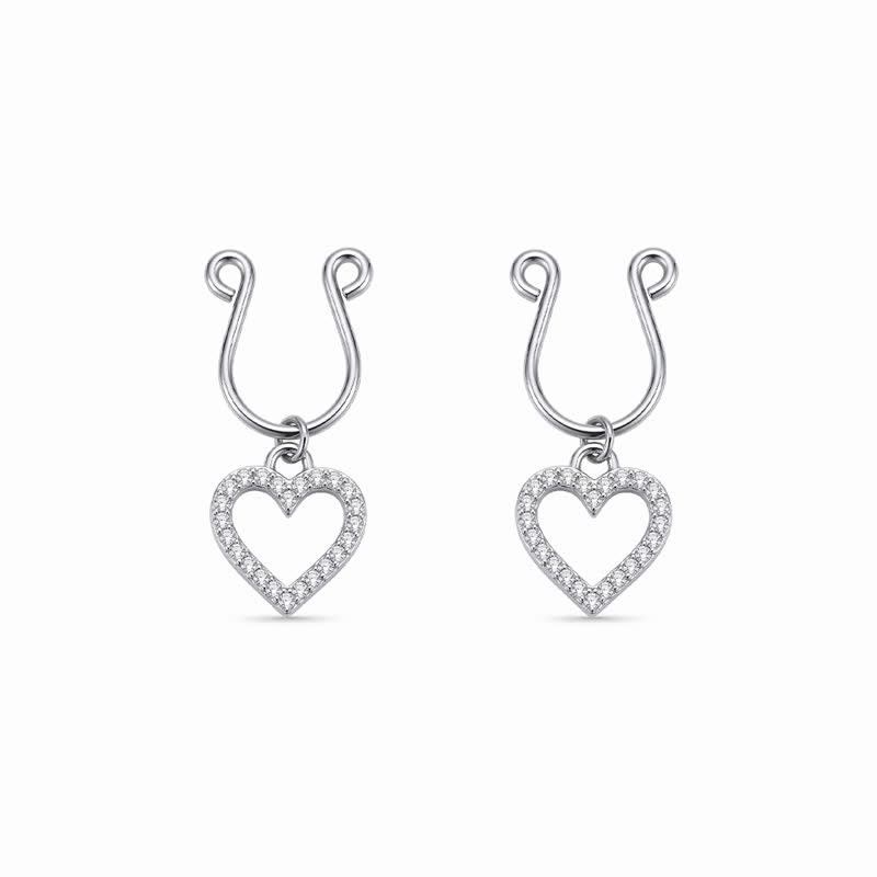 Heart Diamond Adjustable Non-Piercing Nipple Rings - Silver - 2 pack (one pair) - image 3