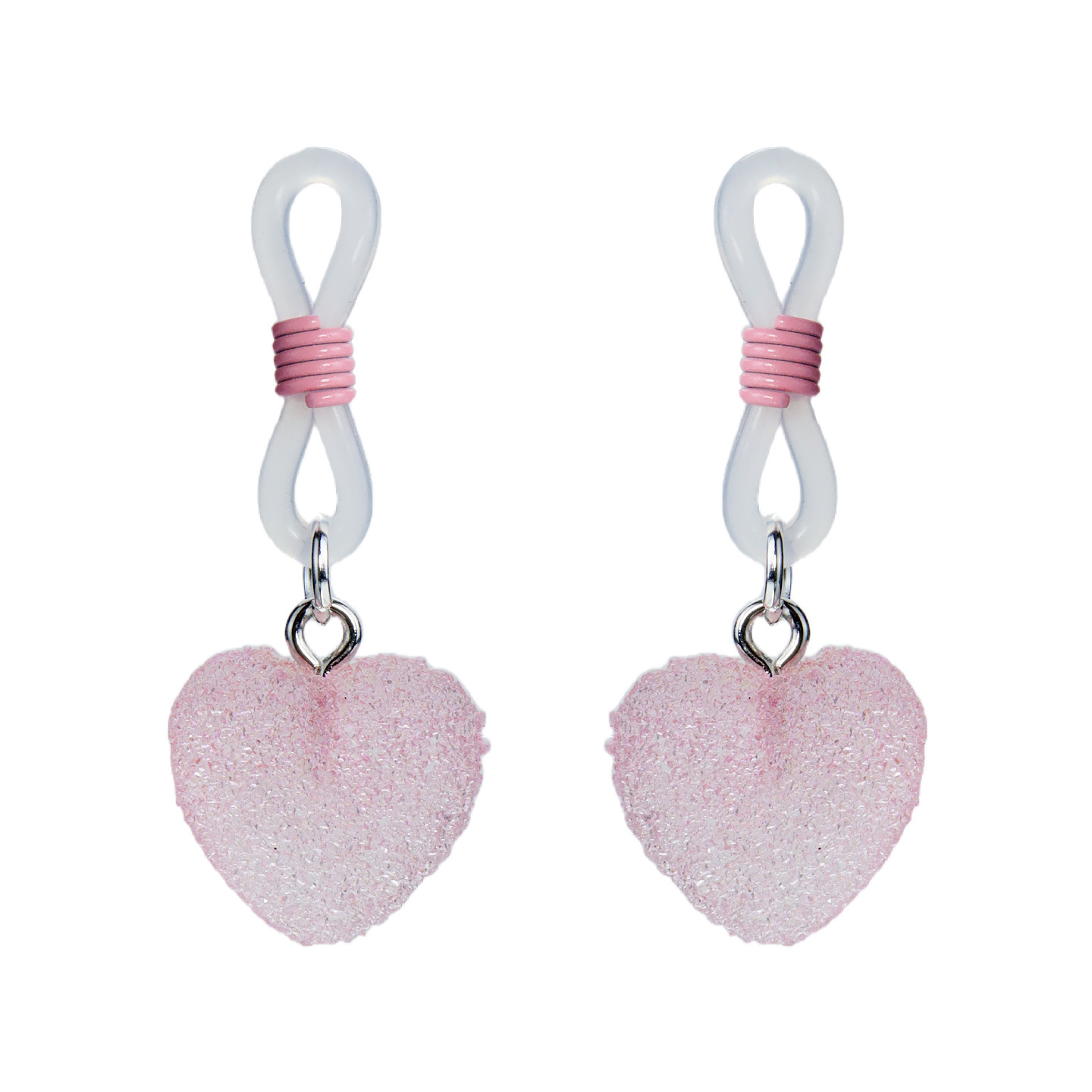Pink Gradient Heart Non-Piercing Nipple Rings - Pink - image 1