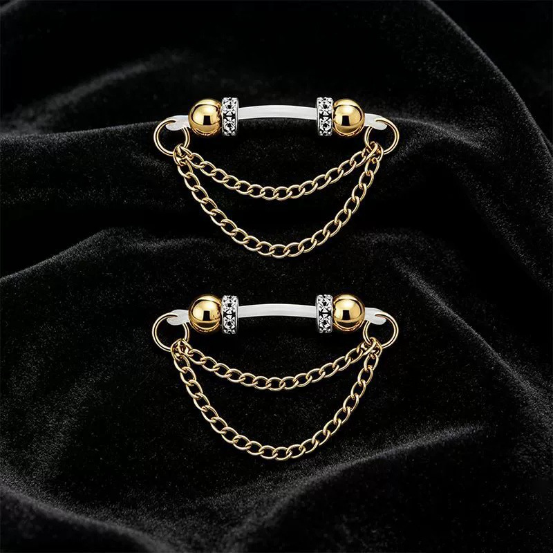 Gold Chain Drape Non-Piercing Nipple Rings - image 4