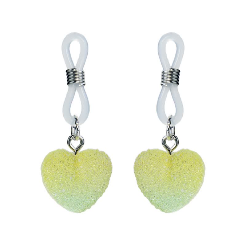 Pink Gradient Heart Non-Piercing Nipple Rings - Yellow - image 3