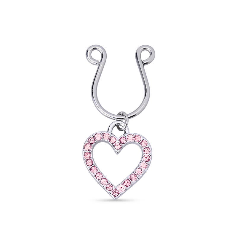 Pink Heart Diamond Adjustable Non-Piercing Nipple Rings - image 1