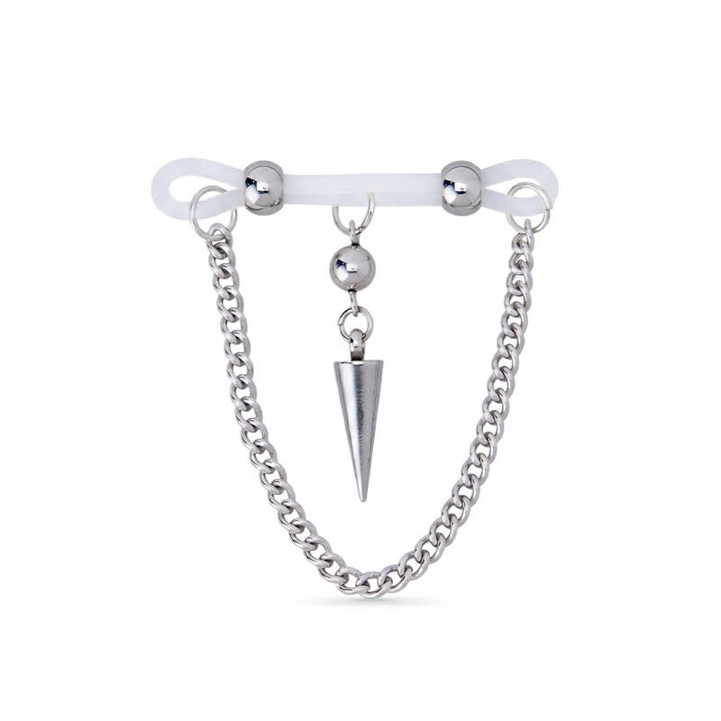 Spike Chain Drape Non-Piercing Nipple Rings - image 1