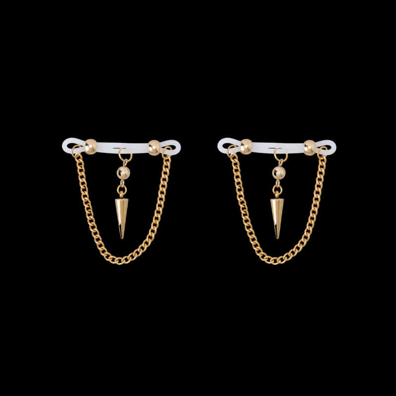Spike Chain Drape Non-Piercing Nipple Rings - image 6