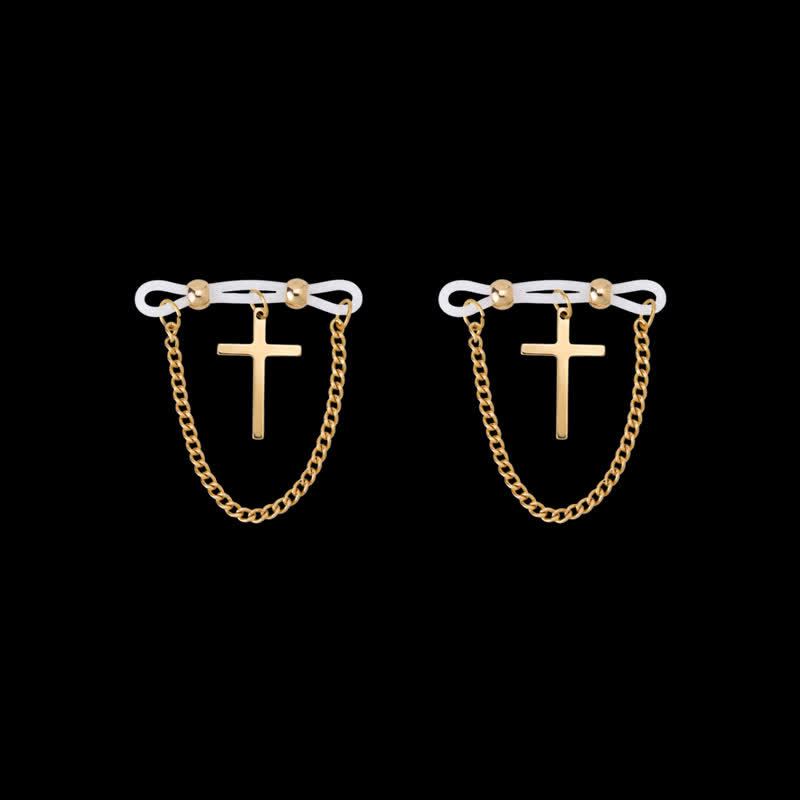 Cross Chain Drape Non-Piercing Nipple Rings - image 6