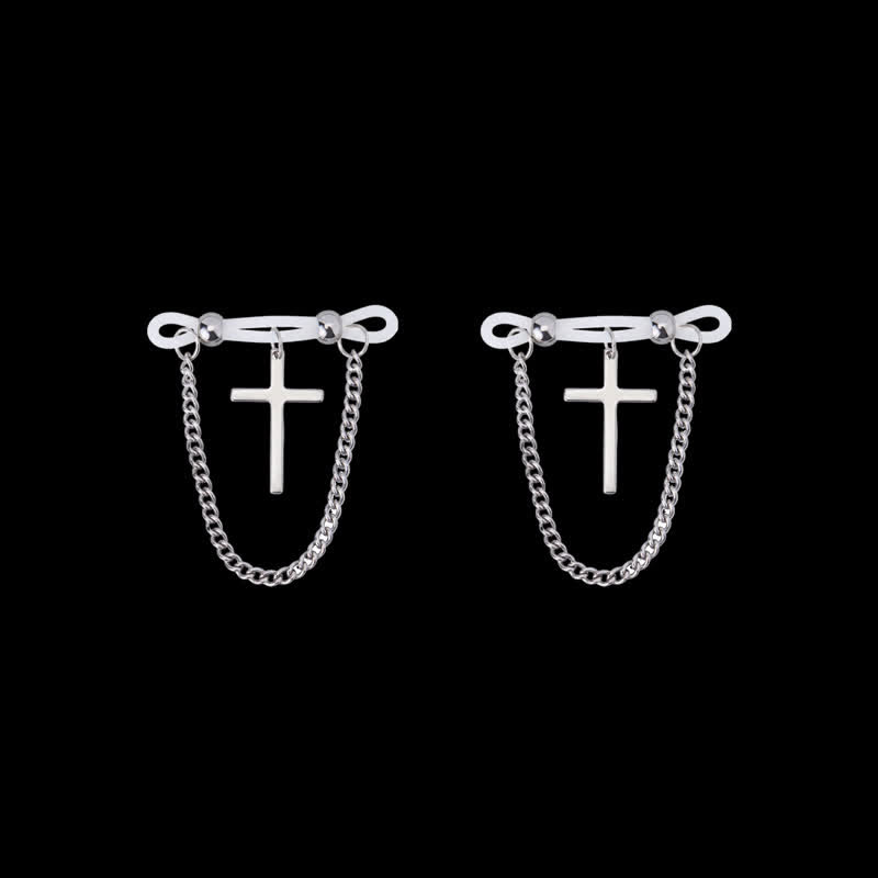 Cross Chain Drape Non-Piercing Nipple Rings - image 5