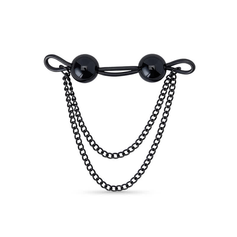 Black Spike Chain Drape Non-Piercing Nipple Rings - image 1