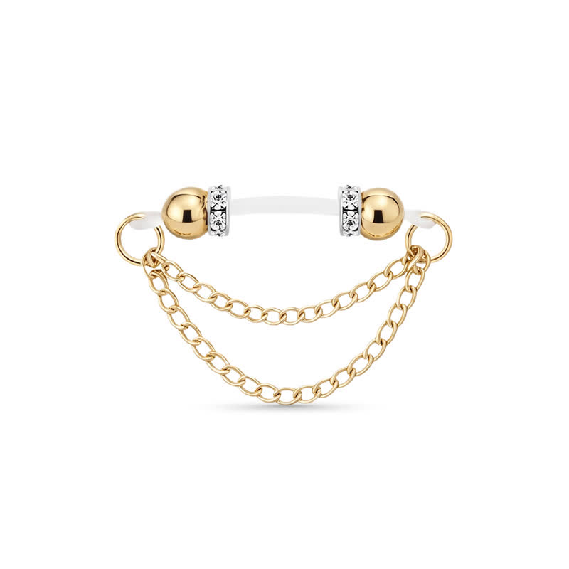 Gold Chain Drape Non-Piercing Nipple Rings - image 1