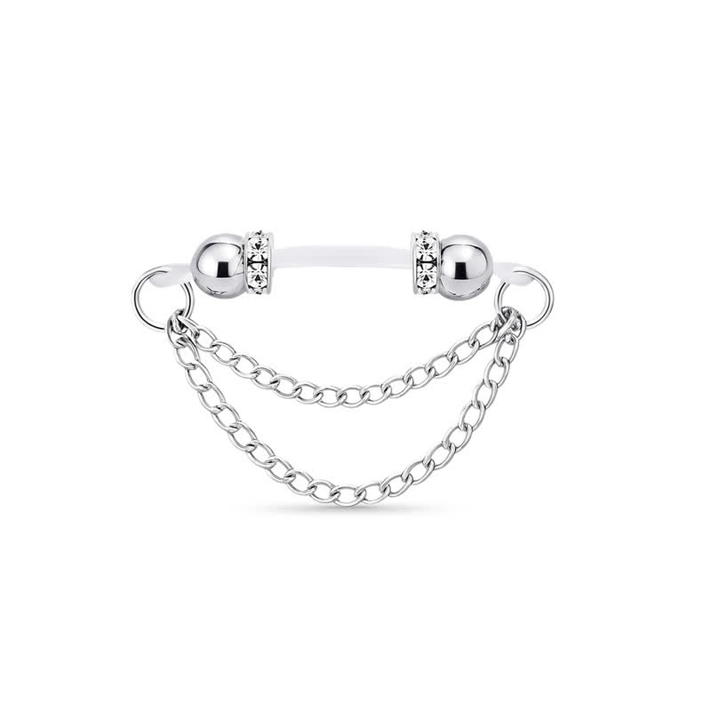 Silver Chain Drape Non-Piercing Nipple Rings - image 1