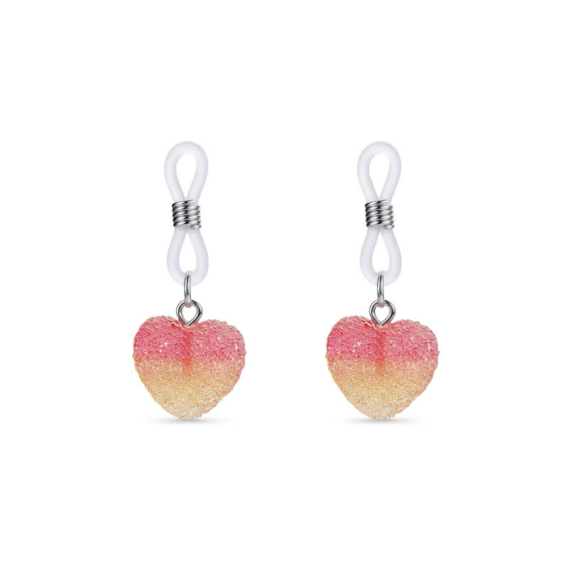 Red Gradient Heart Non-Piercing Nipple Rings - Red - image 2