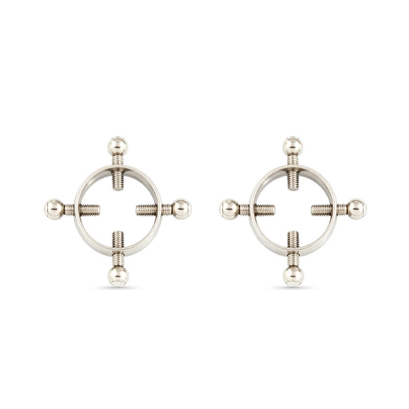 White Gem Adjustable Non-Piercing Nipple Rings - Silver - image 2
