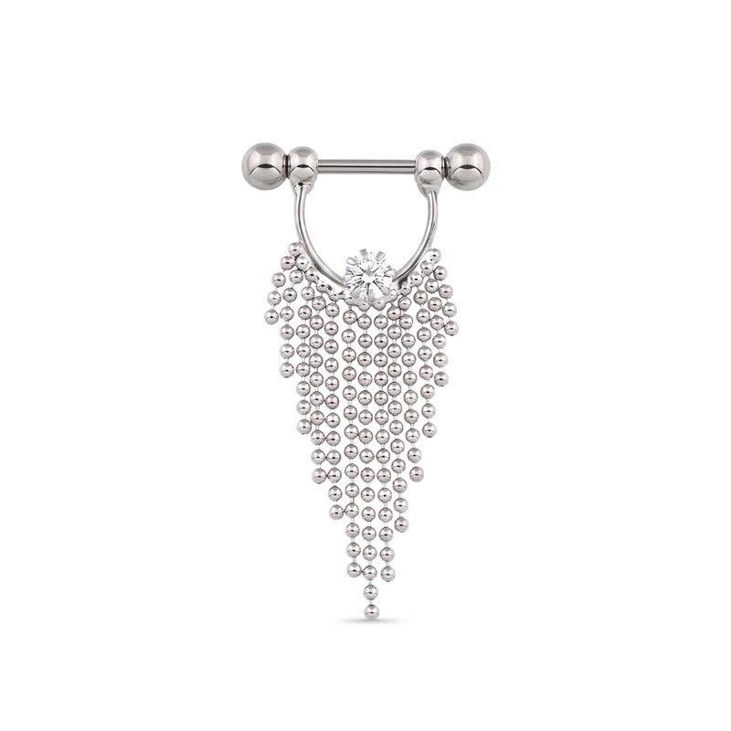 14G Crystal Tassel Barbell Nipple Rings - image 1