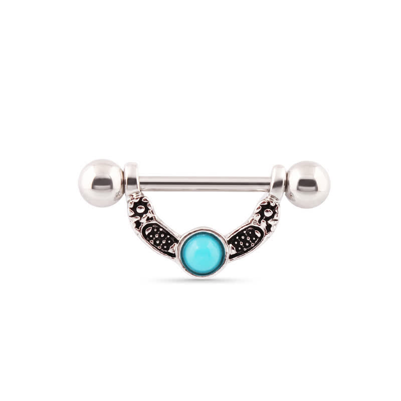 14G Aqua Gem Barbell Nipple Rings - image 1