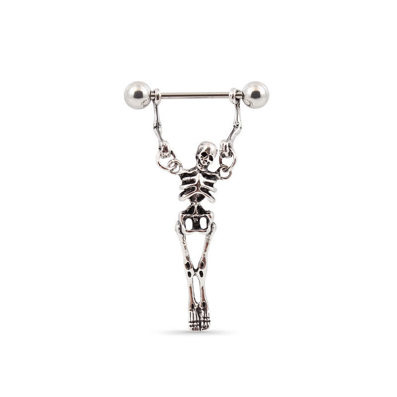 16G Gem Gothic Skull Barbell Nipple Rings - image 1