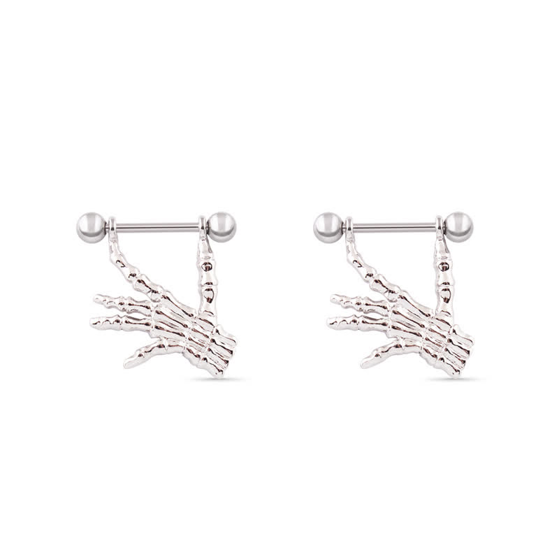 14G Gem Gothic Claw Barbell Nipple Rings - Silver - image 2