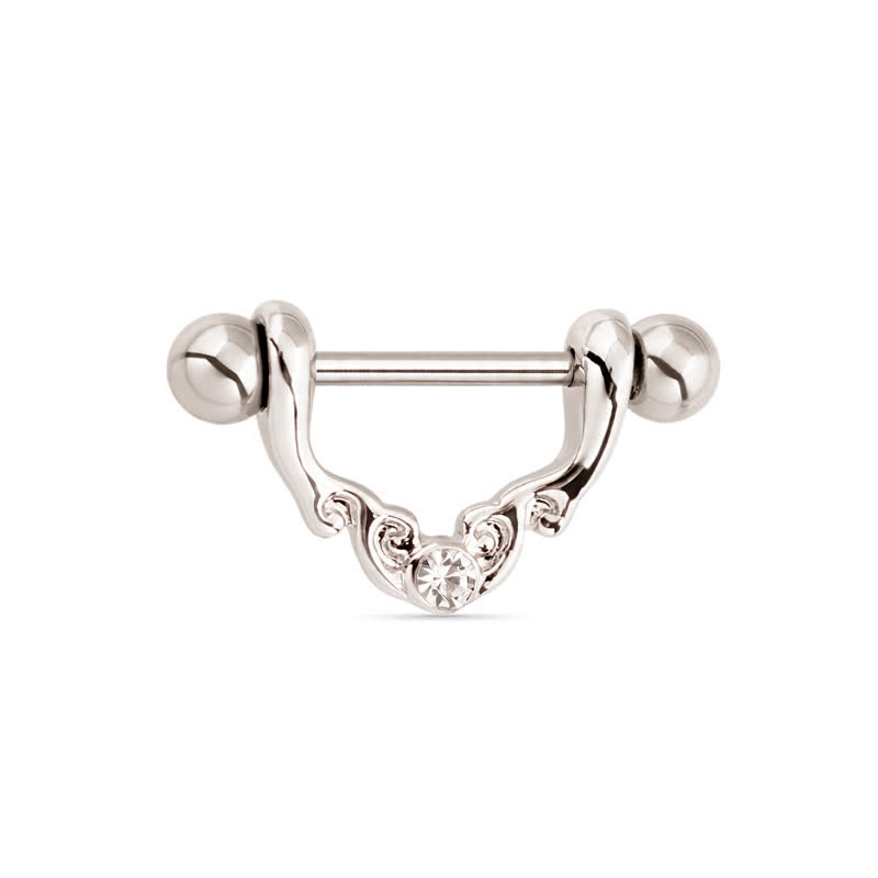 14G Crystal Scroll Dangle Barbell Nipple Rings - image 1