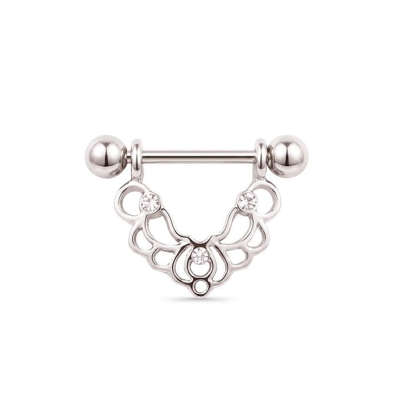 14G White CZ Blossom Barbell Nipple Rings - image 1