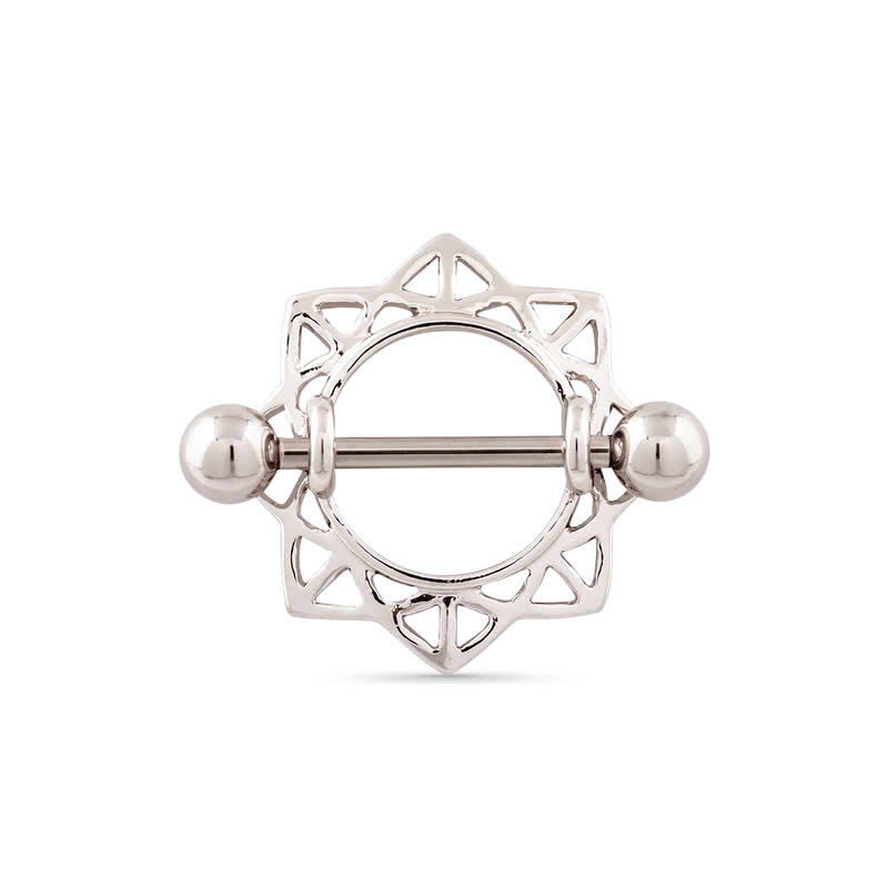14G Gem Geometric Barbell Nipple Rings - image 1