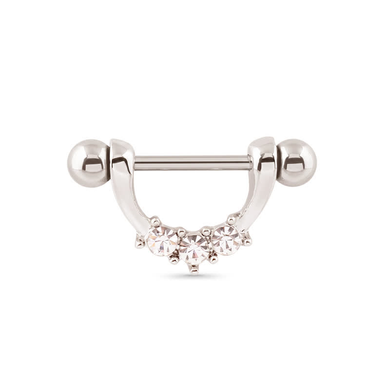 14G Crystal U-Bend Barbell Nipple Rings - image 1
