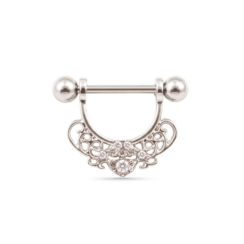 14G Steel Heart Barbell Nipple Rings - image 1