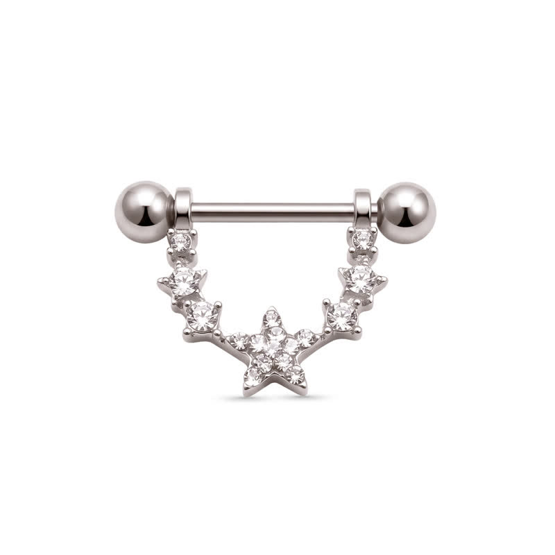 Gem Starburst Barbell Nipple Rings - image 1