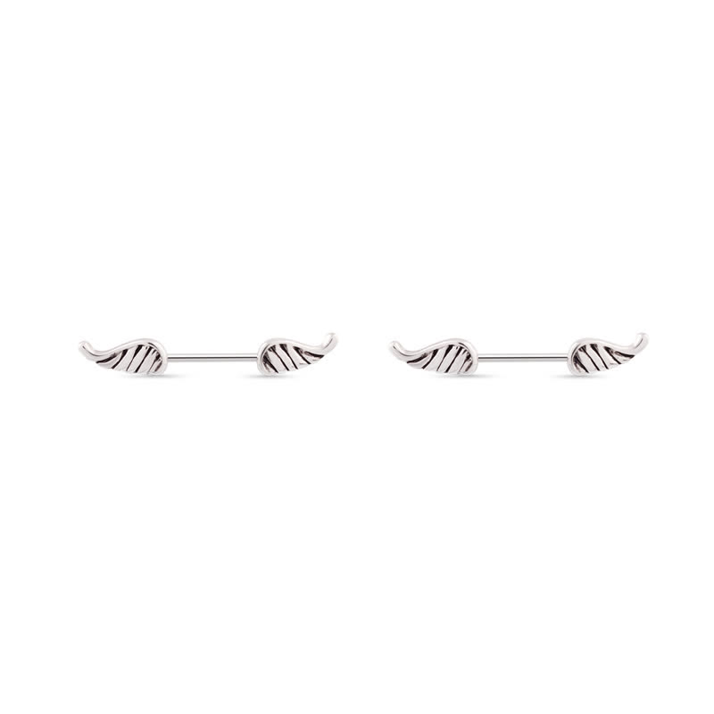 14G Angel Wing Barbell Nipple Rings - Silver - image 2