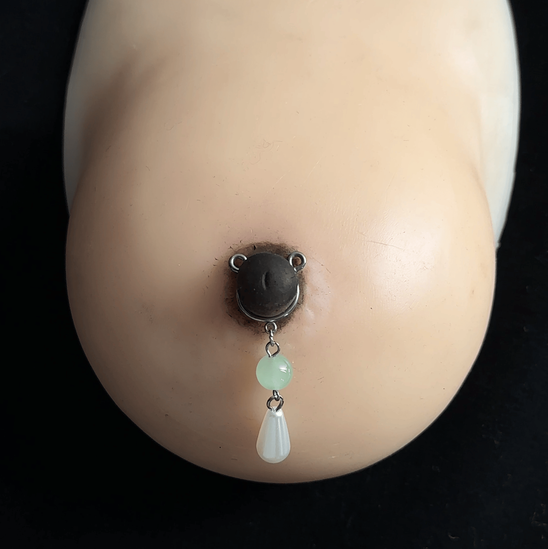 Pink Teardrop Bead Adjustable Non-Piercing Nipple Rings - image 2
