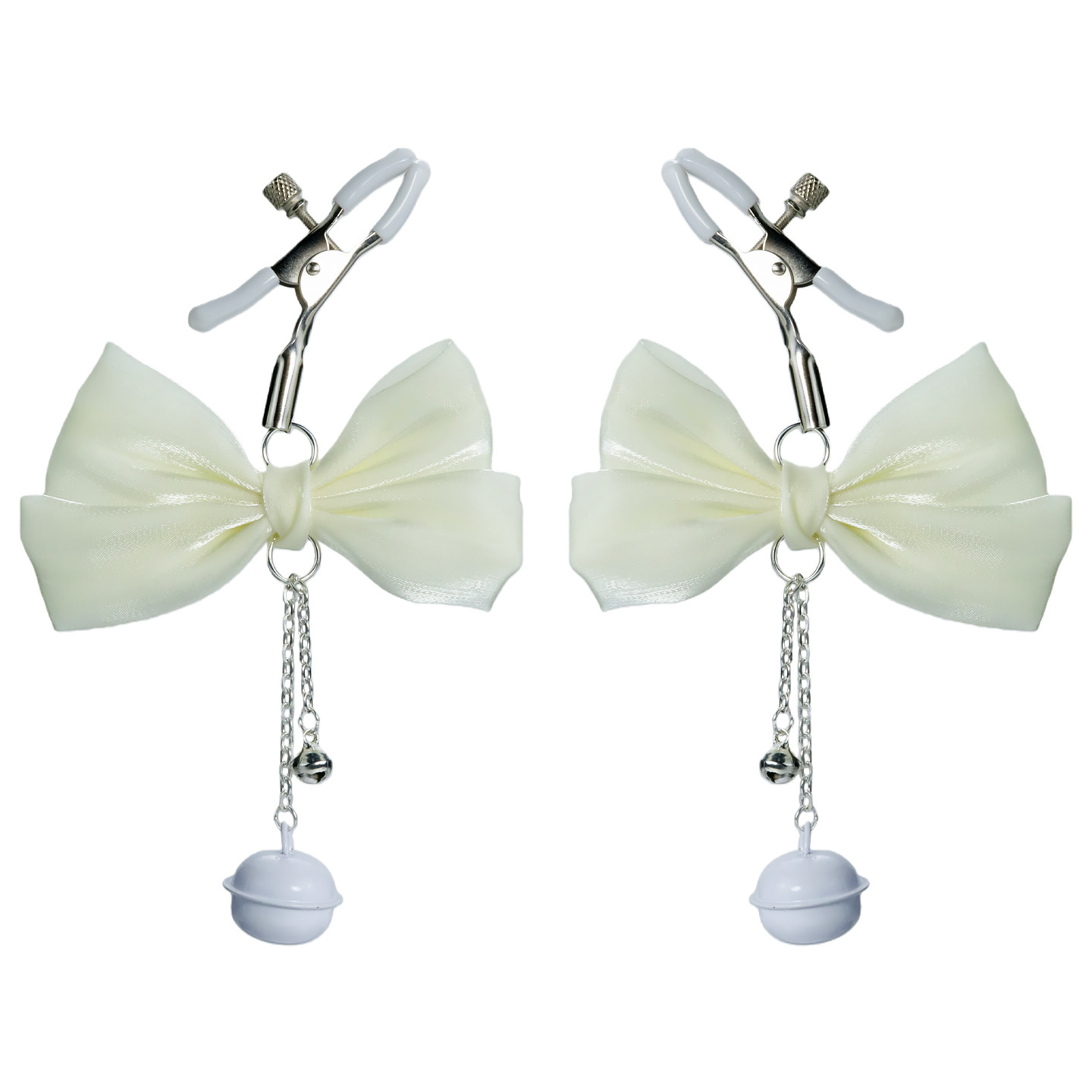 Bow Bell Sparkle Adjustable Nipple Rings - WhiteBow - image 3