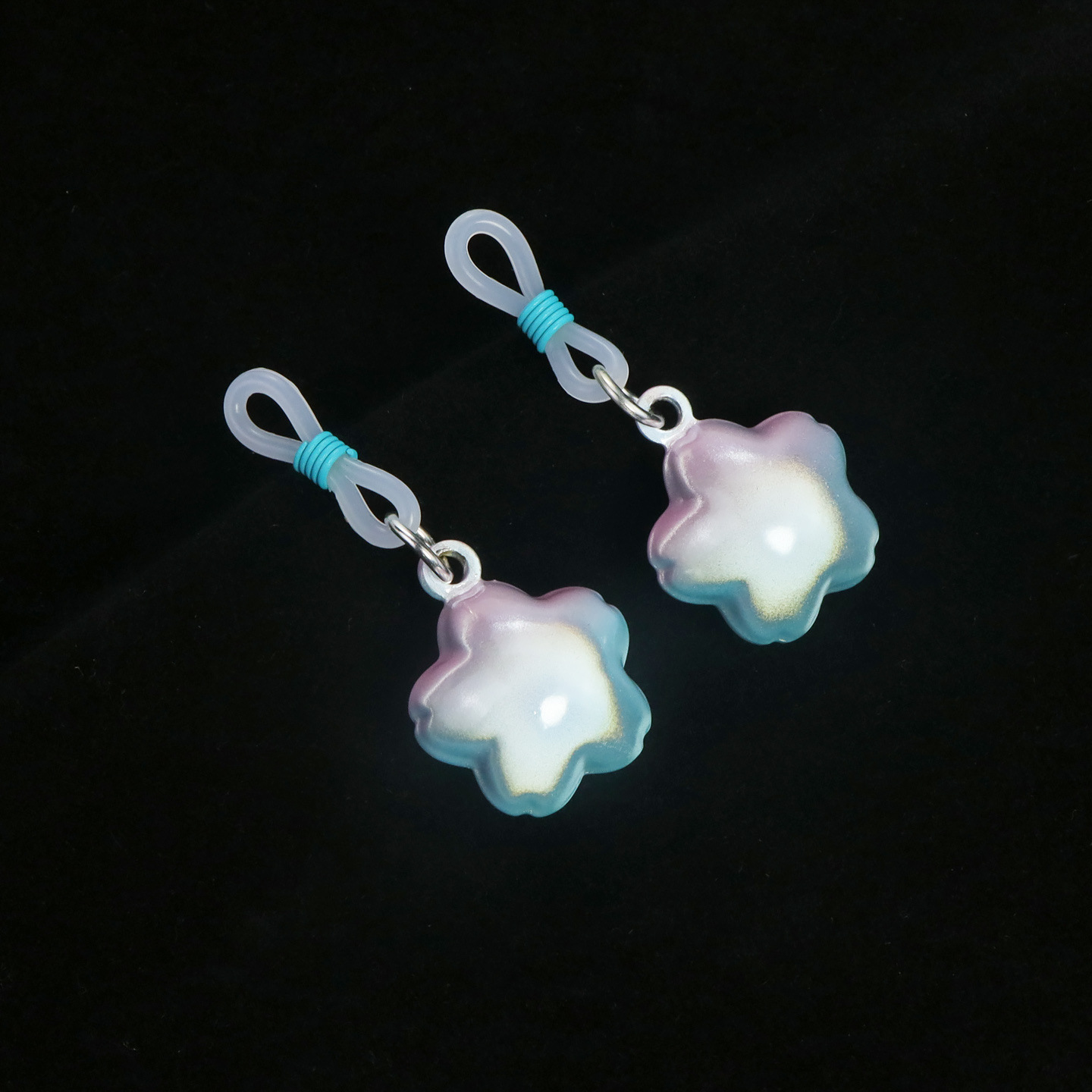 Bell Cherry Blossom Elastic Non-Piercing Nipple Rings - ClearBlue - image 3