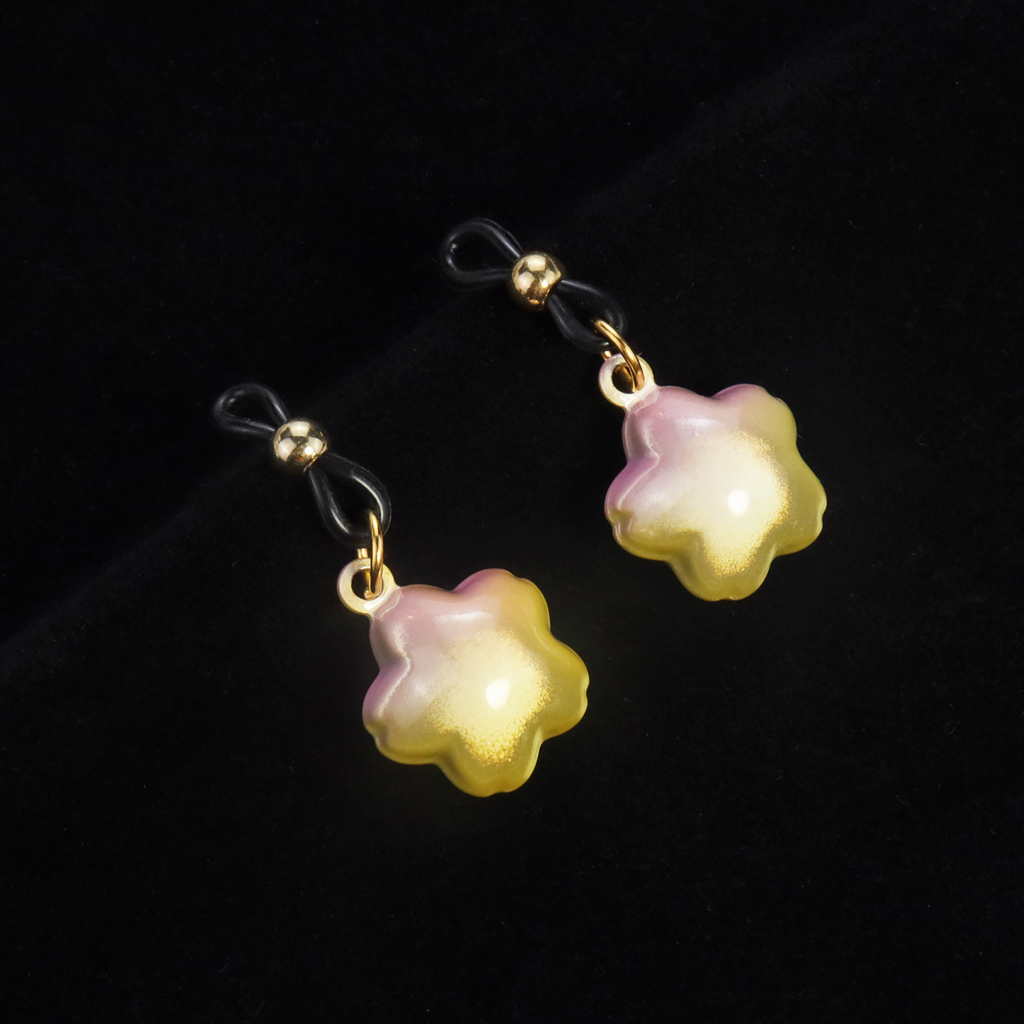Bell Cherry Blossom Elastic Non-Piercing Nipple Rings - BlackYellow - image 7