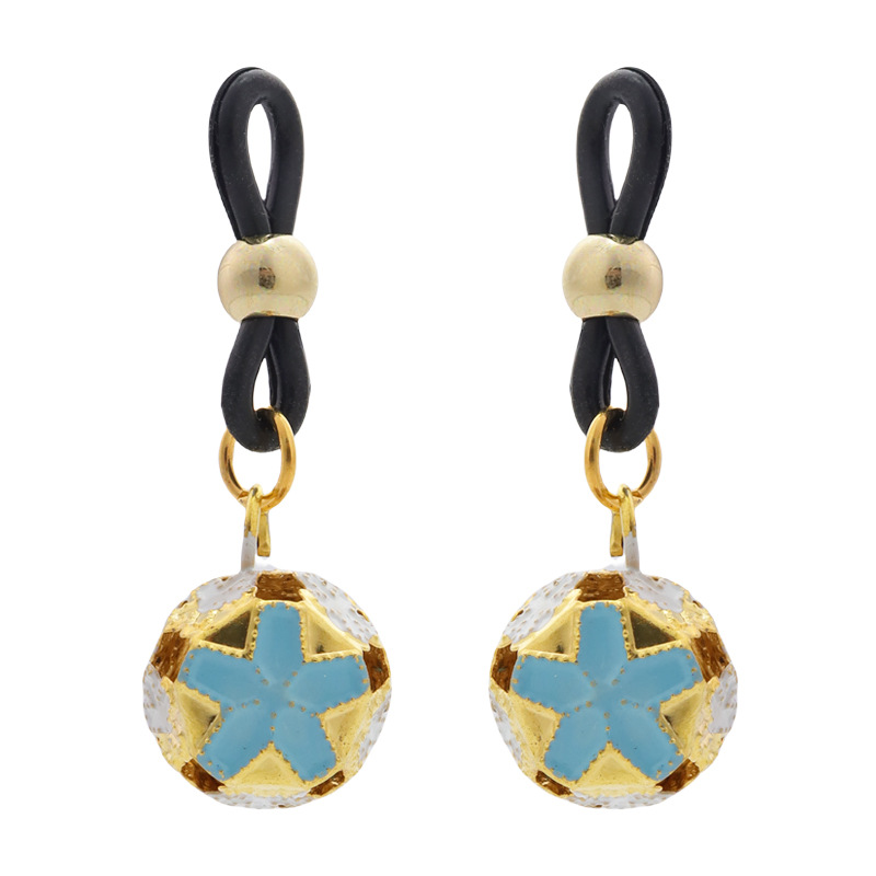 Gold Mouse Bell Non-Piercing Nipple Rings - LightBlueFlower - image 1