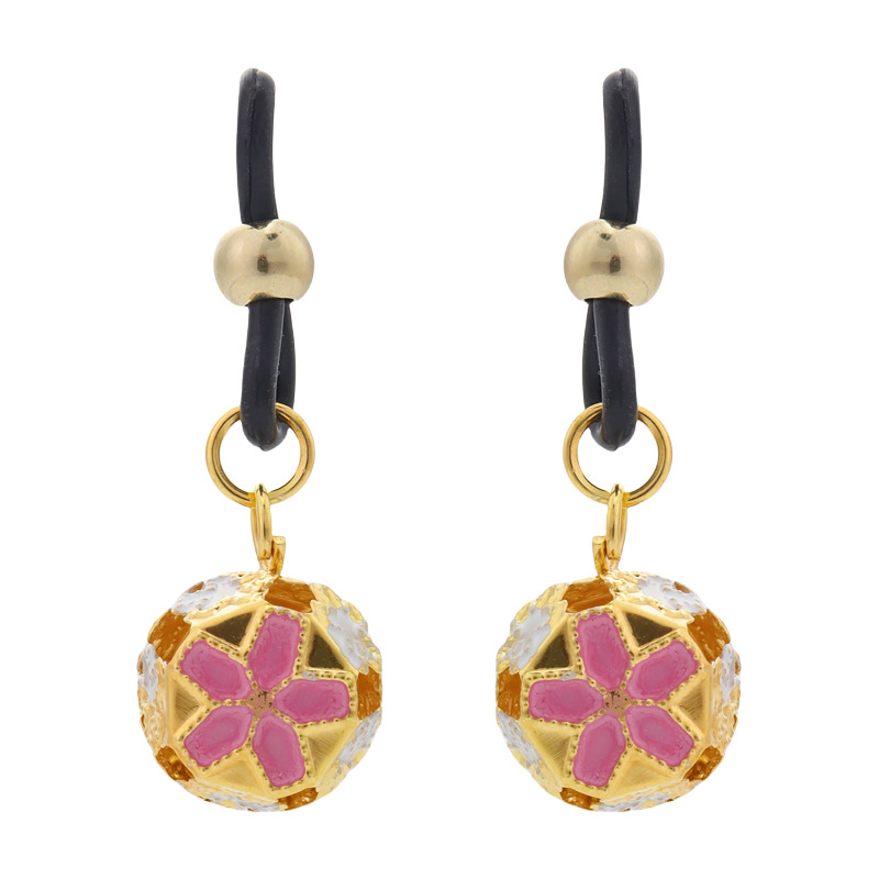 Gold Mouse Bell Non-Piercing Nipple Rings - PinkFlower - image 2