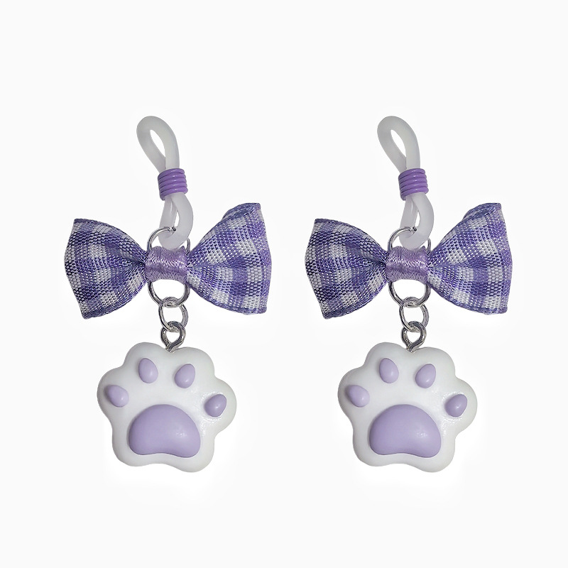 Cat Paw with Bow Silicone Loop Non-Piercing Nipple Rings - VioletPawBow - image 3