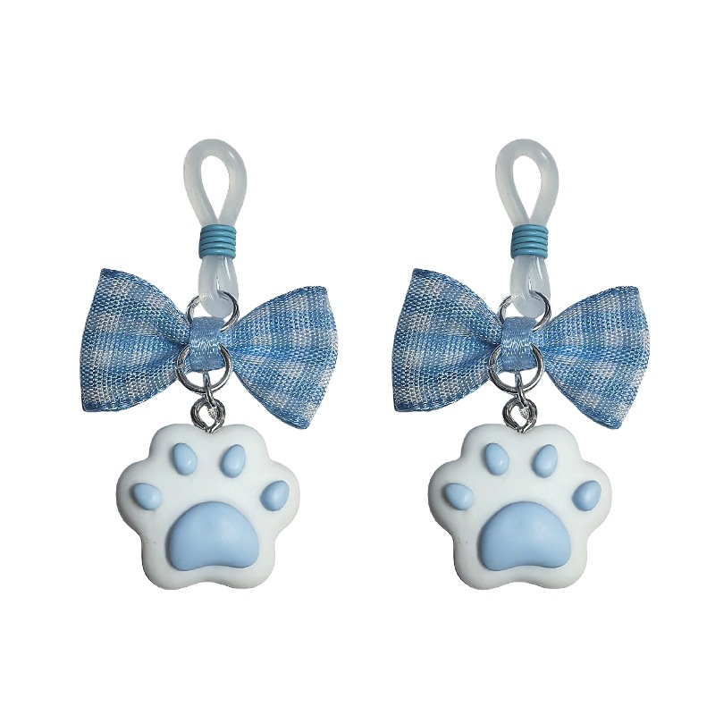 Cat Paw with Bow Silicone Loop Non-Piercing Nipple Rings - BluePawBow - image 2